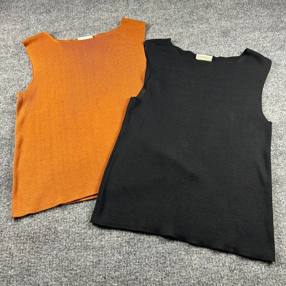 Coldwater Creek Silk Cotton Knit Shell Top Lot of 2 Black Orange XL 1X Tank